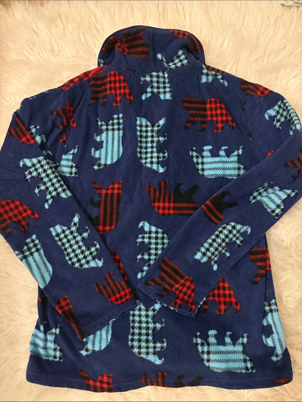Komar Kids Navy Blue Bear Print Pajama Set with Red and Light Blue Accents